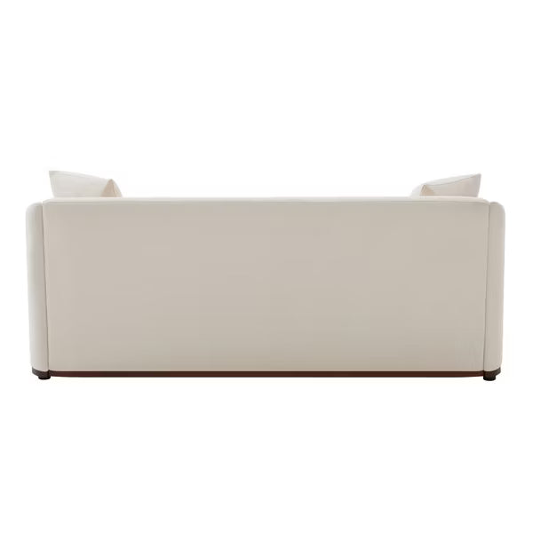 Polibi Modern Chenille 3-Seater Sofa with 2 Throw Pillows and Rubberwood Base, Beige