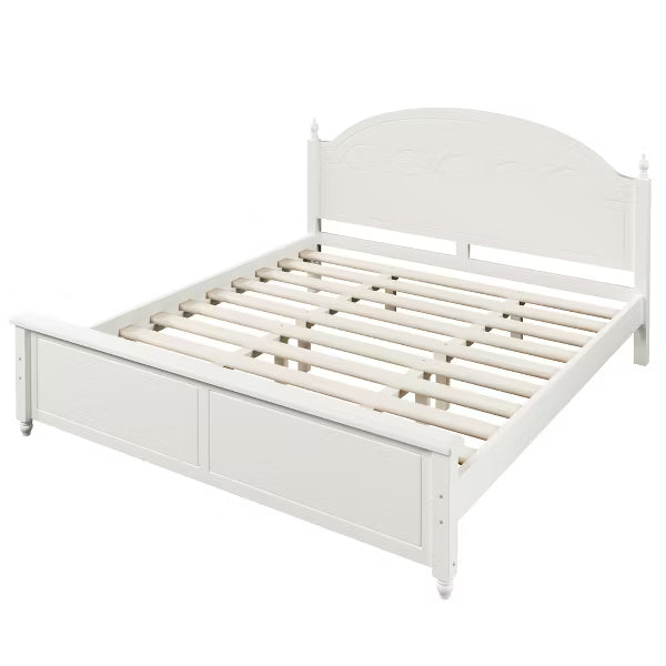 Polibi Wood Bed Frame with Paneled Footboard, King, White