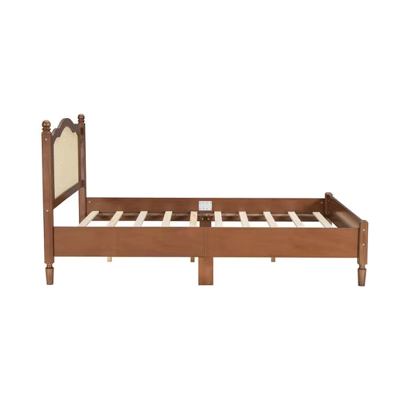 Polibi Vintage Rattan Arch Wood Platform Bed