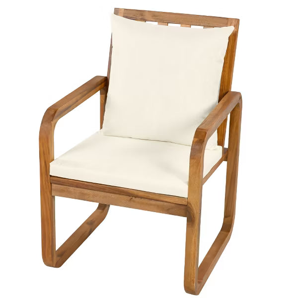 Polibi 7-Piece Acacia Patio Dining Set with Sculpted Loop Armchairs