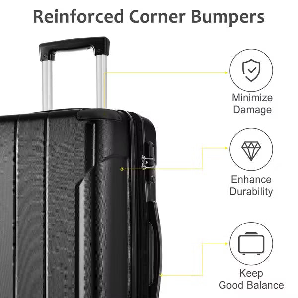 Polibi 28" Expandable Hardshell Checked Luggage, Black
