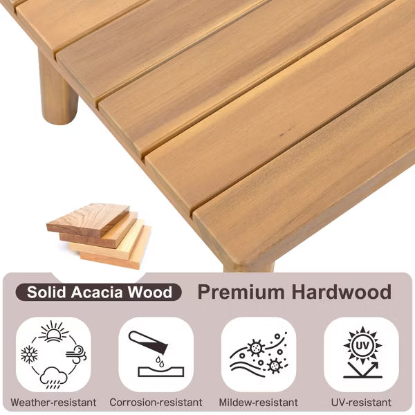 Polibi Acacia Wood Patio Conversation Set