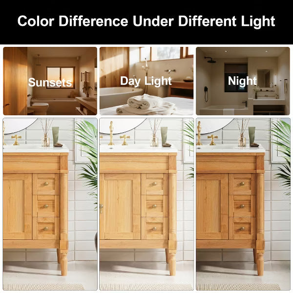Polibi 36" Bathroom Vanity with Ceramic Sink, Soft Close Doors, Adjustable Shelves for Bathroom, Wood