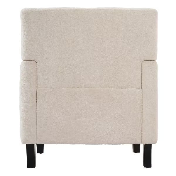 Polibi Modern Upholstered Tufted Accent Armchair with High-Back Support, Beige