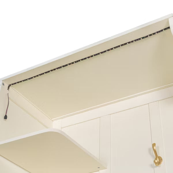 Polibi Queen Wall Bed with Side Bookshelves, Hidden Storage Chest, Reading Lights & Shelf LED Strip