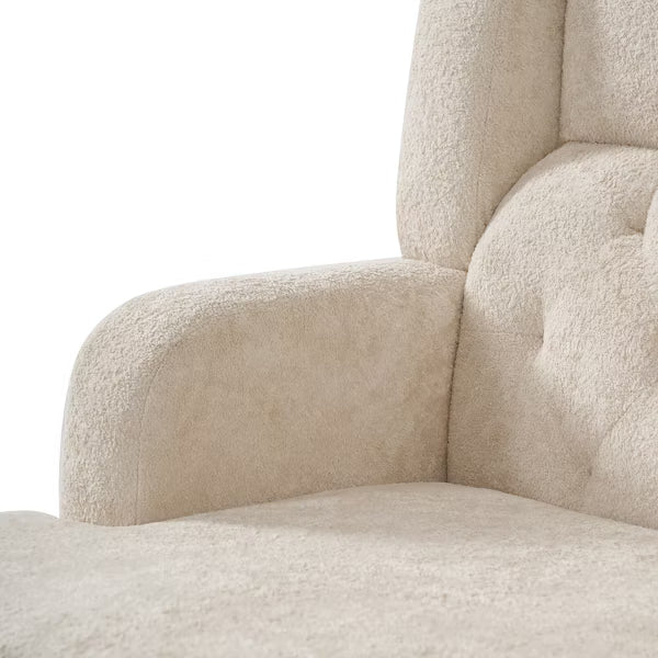 Polibi Modern Upholstered Tufted Accent Armchair with High-Back Support, Beige