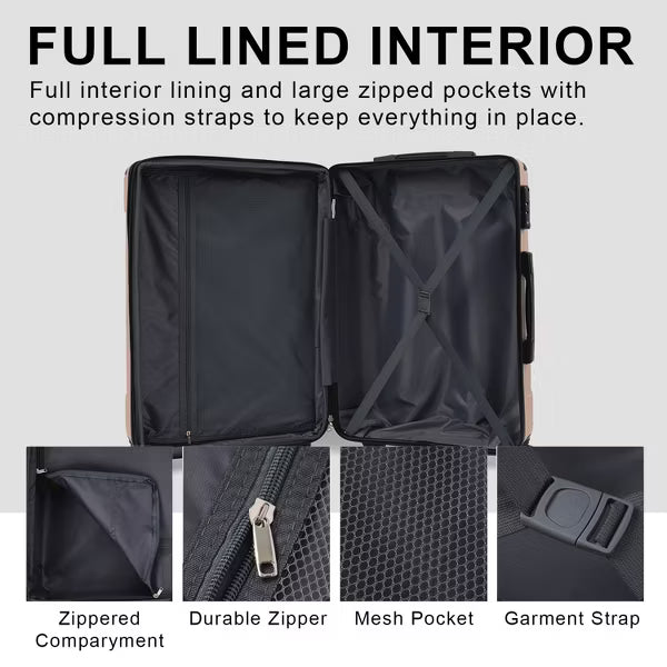 Polibi 28" Expandable Hardshell Checked Luggage, Black