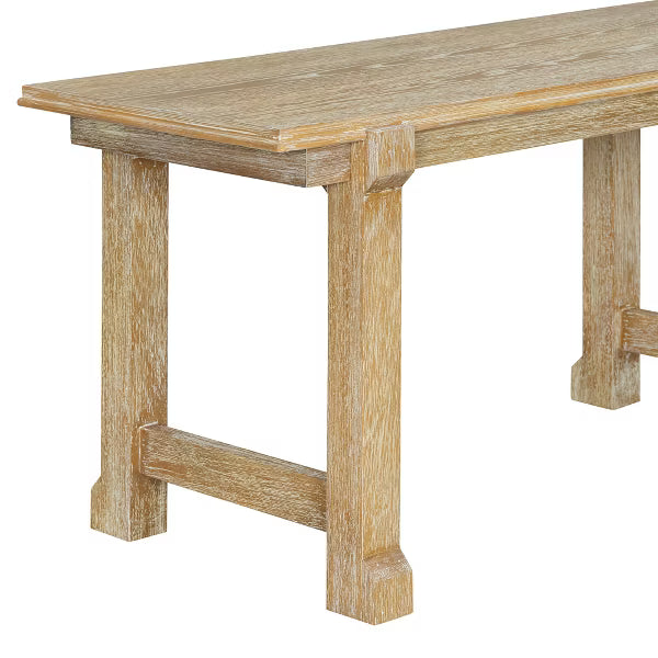 Polibi 6-Piece Dining Set with Oak Veneer Table, Natural Wood Wash & Beige