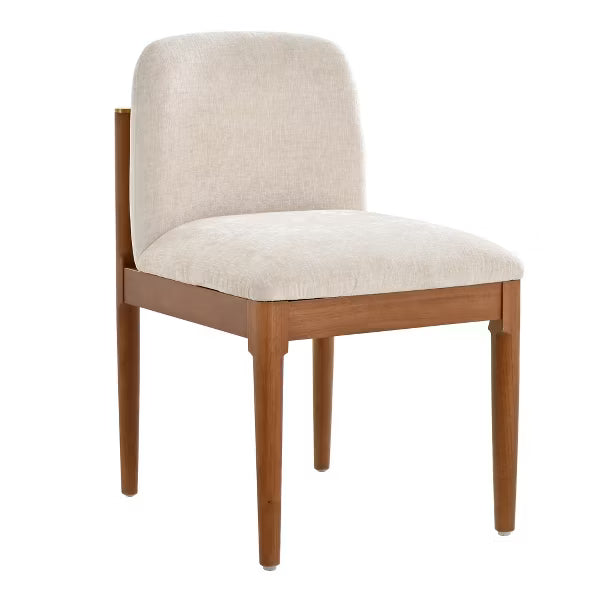 Polibi Modern Dining Chairs Set of 2, Woven Rope Backrest, Solid Wood Legs for Dining Room, Walnut