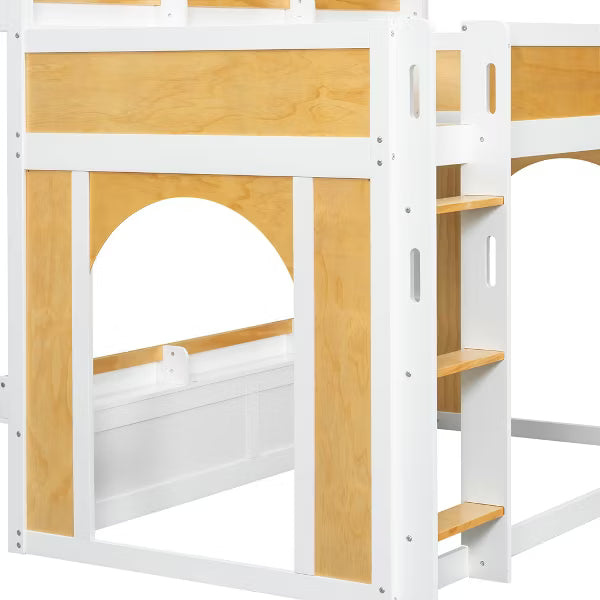 Polibi Kids Castle Loft Bunk Bed with Windows, Convertible Lower Play or Sleep Space, Twin