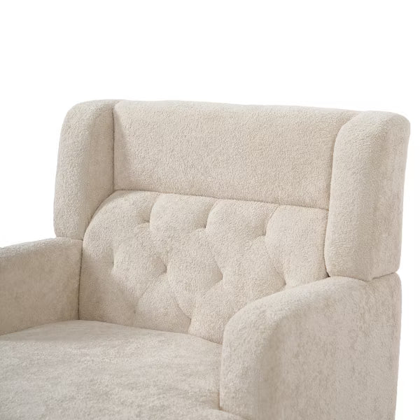 Polibi Modern Upholstered Tufted Accent Armchair with High-Back Support, Beige
