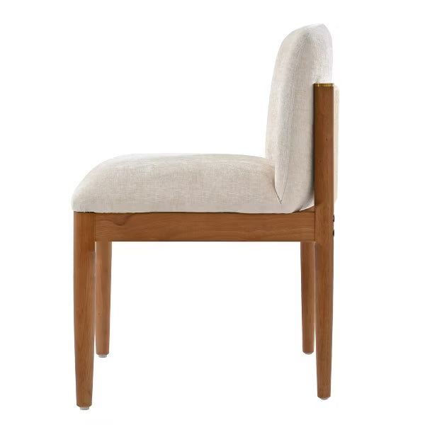 Polibi Modern Dining Chairs Set of 2, Woven Rope Backrest, Solid Wood Legs for Dining Room, Walnut