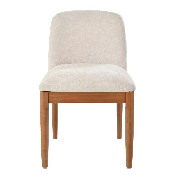 Polibi Modern Dining Chairs Set of 2, Woven Rope Backrest, Solid Wood Legs for Dining Room, Walnut