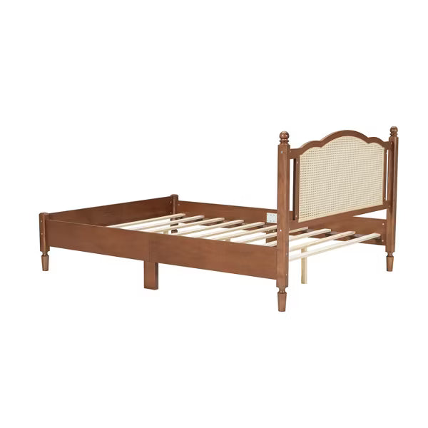 Polibi Vintage Rattan Arch Wood Platform Bed