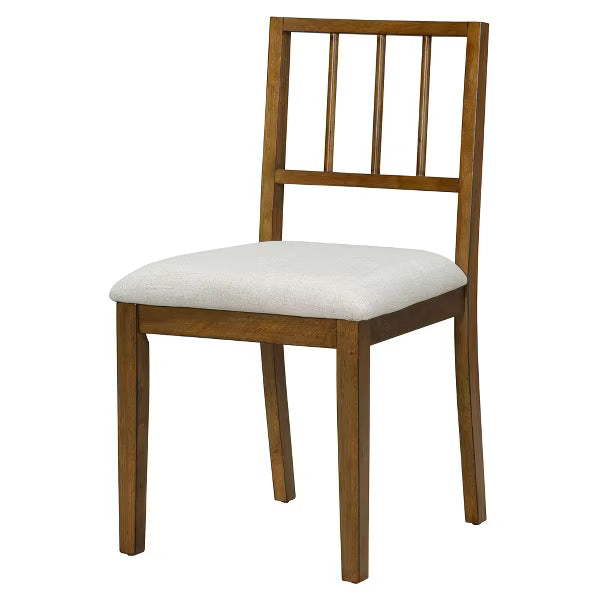 Polibi 6-Piece Dining Set with Oak Veneer Table, Walnut & Beige