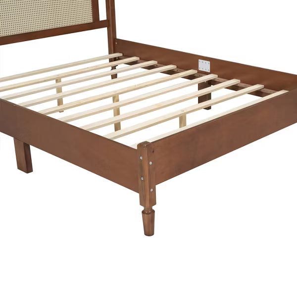 Polibi Vintage Rattan Arch Wood Platform Bed