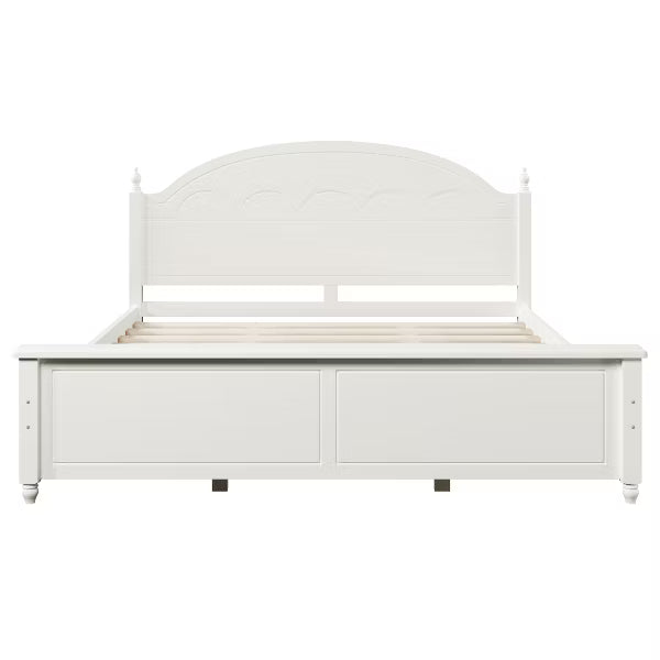 Polibi Wood Bed Frame with Paneled Footboard, King, White