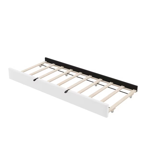 Polibi L-Shaped Convertible Upholstered Daybed with Trundle & Storage Drawer, Beige