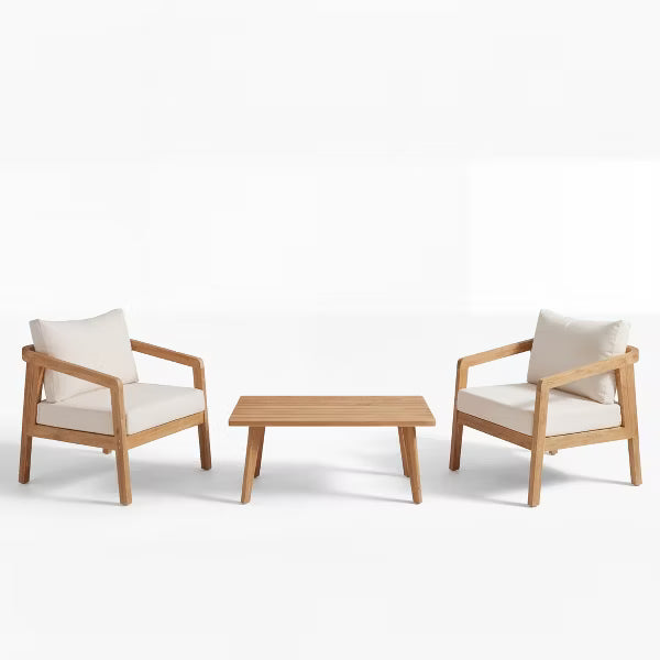 Polibi Acacia Wood Patio Conversation Set
