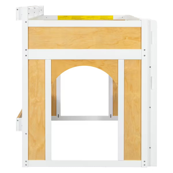 Polibi Kids Castle Loft Bunk Bed with Windows, Convertible Lower Play or Sleep Space, Twin