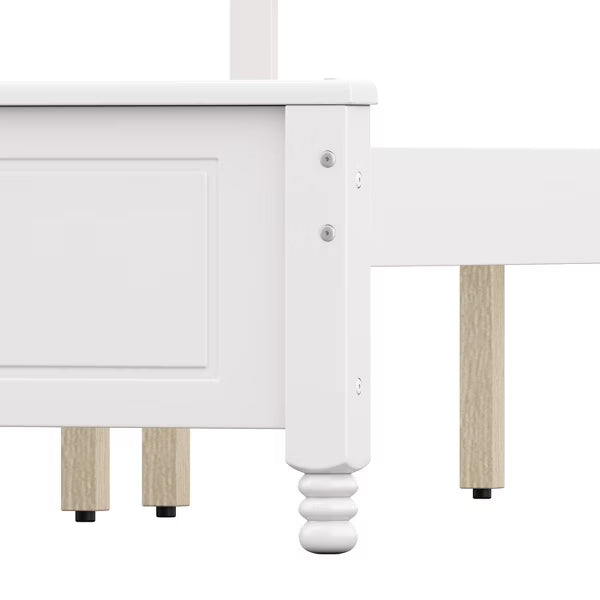 Polibi Retro-Style Wood Platform Bed Frame with Wooden Slat Support, King, White