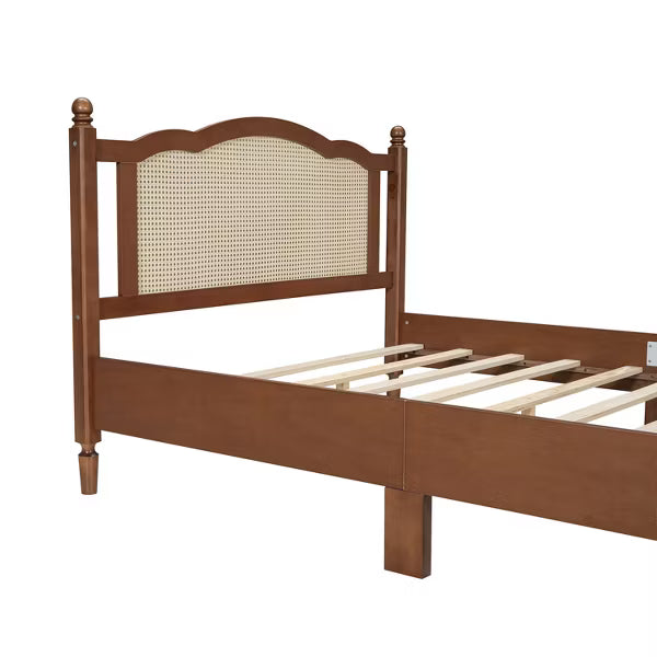 Polibi Vintage Rattan Arch Wood Platform Bed