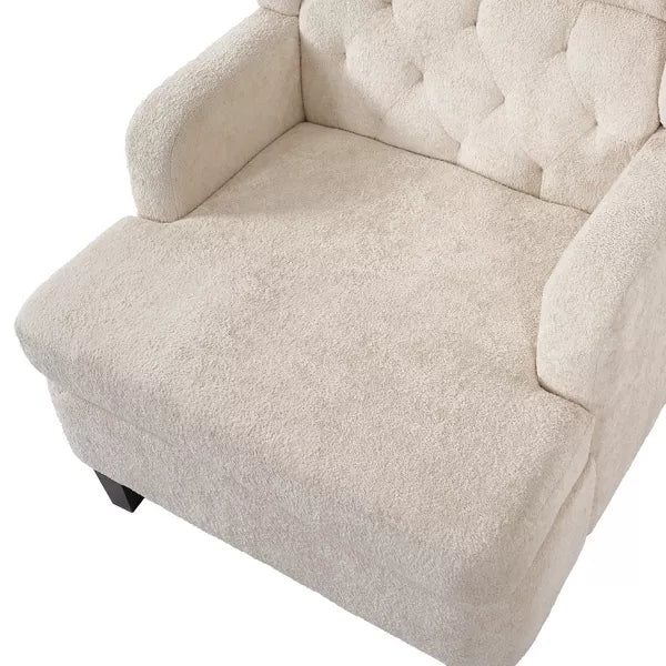 Polibi Modern Upholstered Tufted Accent Armchair with High-Back Support, Beige