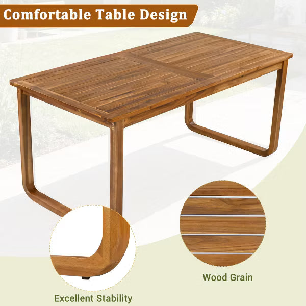 Polibi 7-Piece Acacia Patio Dining Set with Sculpted Loop Armchairs