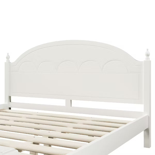 Polibi Wood Bed Frame with Paneled Footboard, King, White